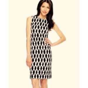 J.McLaughlin Tank Midi Stretch Dress Black White Diamond Print Sleeveless Sz M